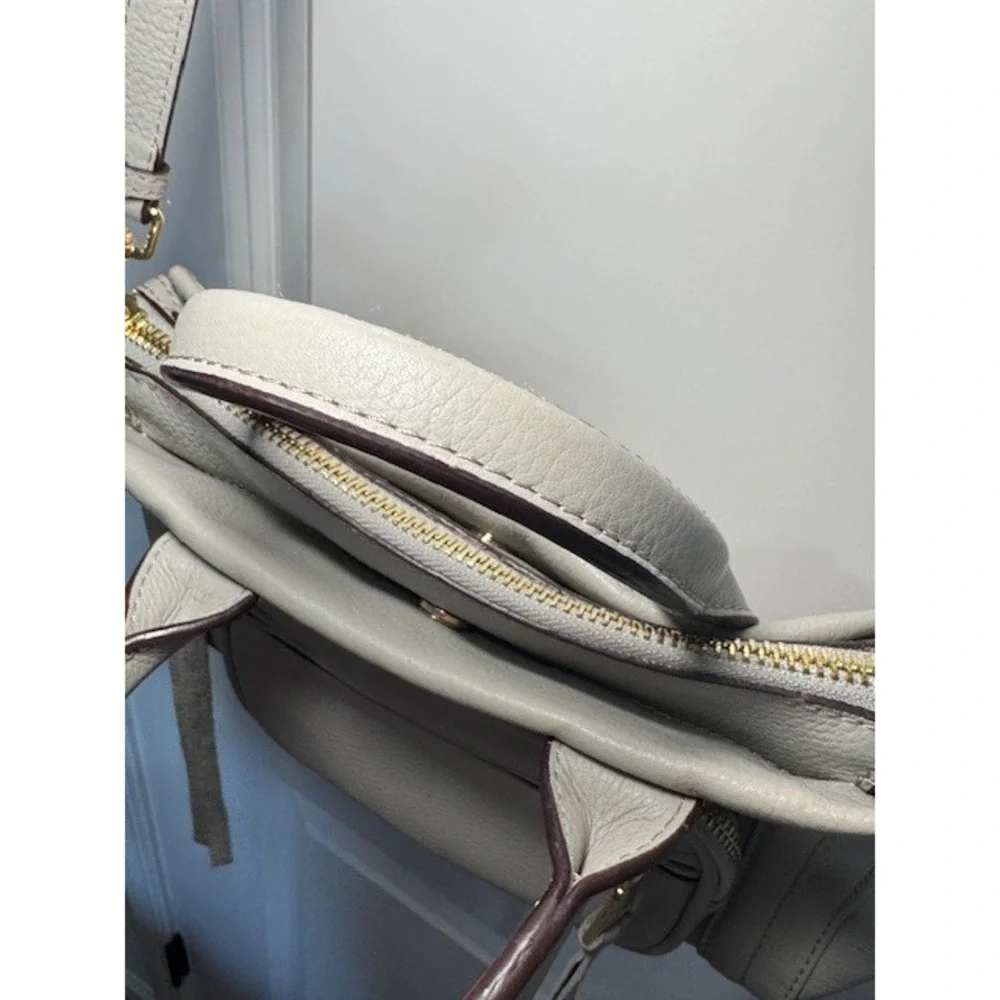 Aimee‎ Kestenberg Grey Pebble Leather Satchel Crossbody Bag Gold Hardware
